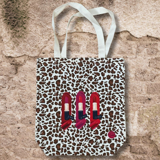 Tote bag met lippenstift print